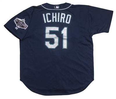 2001 Ichiro Suzuki Rookie Game Used Seattle Mariners Navy Alternate Jersey With Undershirt (Sports Investors Authentication & Mill Creek COA)